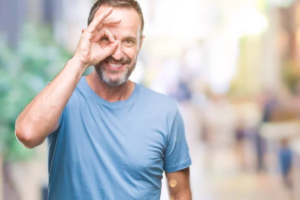 Hoary Senior Man Van Middelbare Leeftijd Geïsoleerde Achtergrond Doen Gebaar — Stockfoto