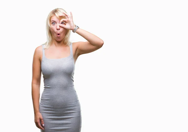 Junge Schöne Blonde Frau Über Isolierten Hintergrund Tun Geste Schockiert — Stockfoto