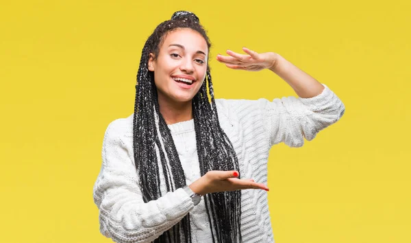 Junge Geflochtene Haare Afrikanisch Amerikanisches Mädchen Trägt Pullover Über Isoliertem — Stockfoto