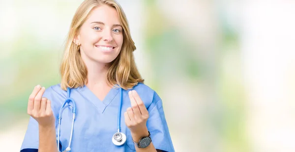 Beautiful Young Doctor Woman Wearing Medical Uniform Isolated Background Doing — Stock Photo, Image