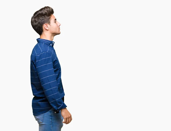 Giovane Bell Uomo Che Indossa Camicia Blu Scuro Sfondo Isolato — Foto Stock