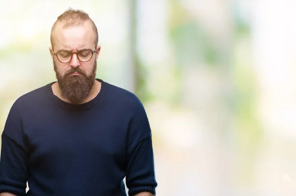 Jeune Homme Hipster Caucasien Portant Des Lunettes Soleil Sur Fond — Photo