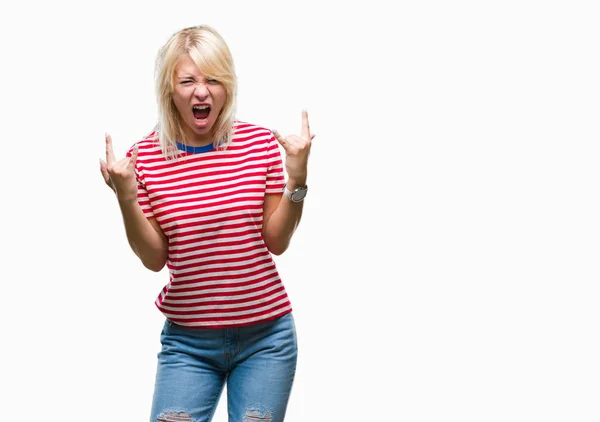 Young Beautiful Blonde Woman Isolated Background Shouting Crazy Expression Doing — Stock Photo, Image
