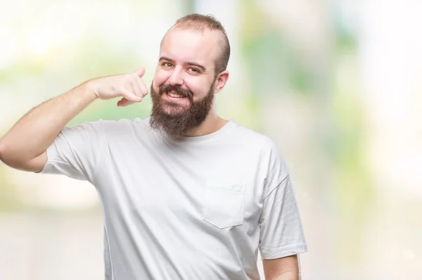 Jeune Homme Hipster Caucasien Portant Shirt Décontracté Sur Fond Isolé — Photo