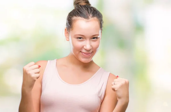 Giovane Donna Caucasica Bella Sfondo Isolato Che Celebra Sorpreso Stupito — Foto Stock