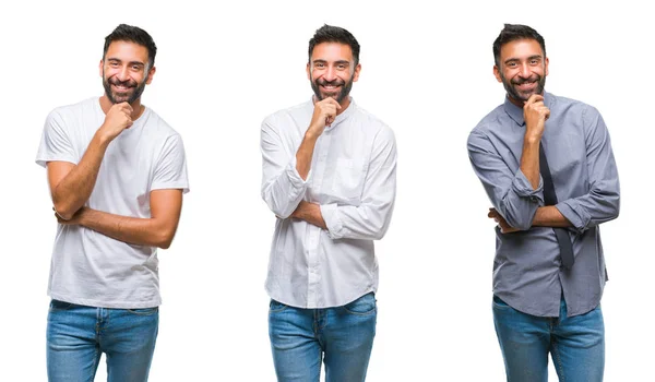 Collage Van Knappe Jonge Indiase Man Geïsoleerde Achtergrond Winking Kijken — Stockfoto