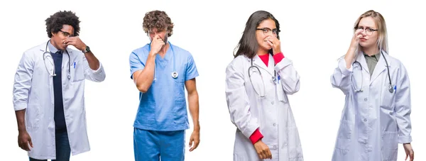 손가락으로 간호사 사람들이 냄새가 냄새의 콜라주 — 스톡 사진