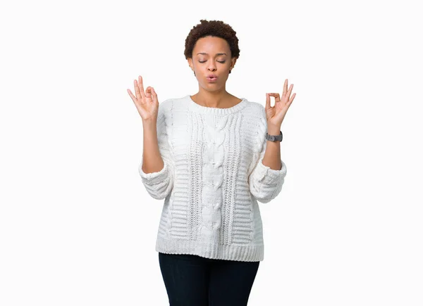 Beautiful Young African American Woman Wearing Sweater Isolated Background Relax — Stock Photo, Image