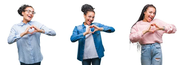 Collage Hermoso Cabello Trenzado Mujer Afroamericana Sobre Fondo Aislado Sonriendo — Foto de Stock