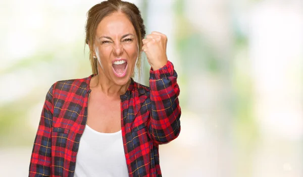 Middle Age Adult Woman Wearing Casual Jacket Isolated Background Angry — Stock Photo, Image