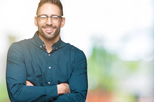 Joven Hombre Negocios Guapo Con Gafas Sobre Fondo Aislado Cara —  Fotos de Stock