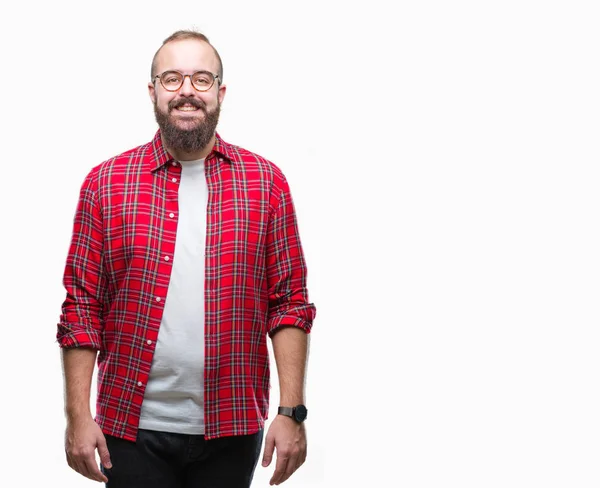 Young Caucasian Hipster Man Wearing Glasses Isolated Background Happy Cool — Stock Photo, Image