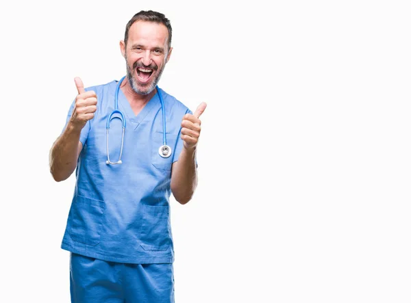 Middle Age Hoary Senior Doctor Man Wearing Medical Uniform Isolated — Stock Photo, Image