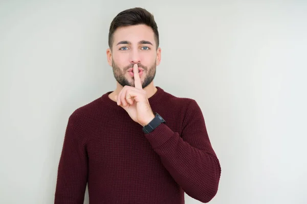 Homem Bonito Jovem Vestindo Uma Camisola Sobre Fundo Isolado Pedindo — Fotografia de Stock