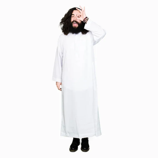 Homme Portant Costume Jésus Christ Faisant Geste Correct Avec Main — Photo