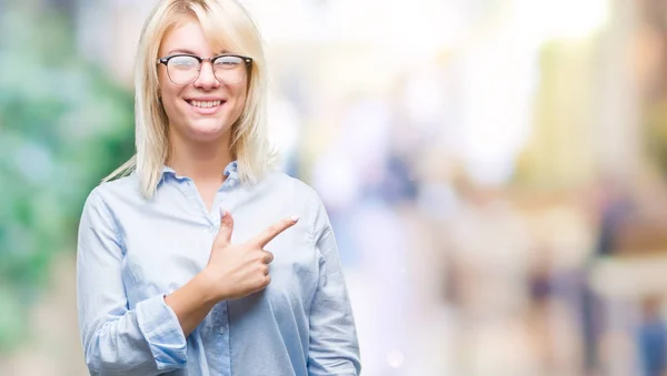 Mladá Krásná Blondýna Obchodních Žena Nosí Brýle Izolované Pozadí Veselá — Stock fotografie