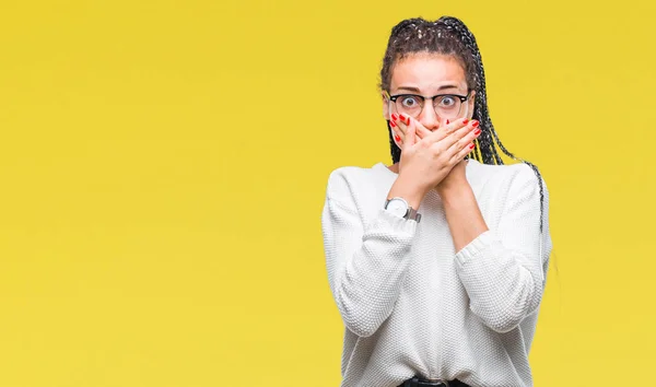 Young Gevlochten Hair Afrikaans Amerikaans Meisje Dragen Van Bril Trui — Stockfoto