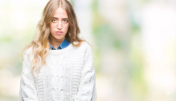 Schöne Junge Blonde Frau Die Winterpullover Über Isoliertem Hintergrund Trägt — Stockfoto