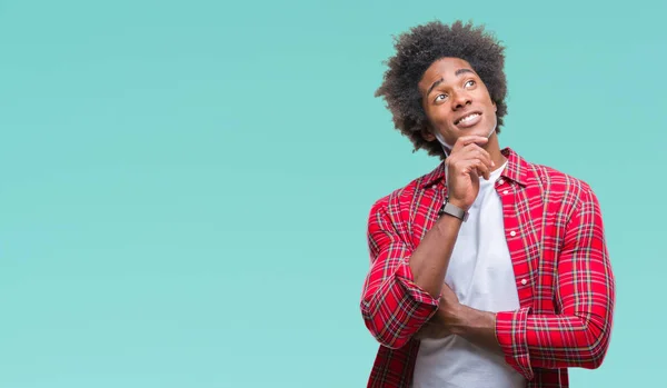 Homem Afro Americano Sobre Fundo Isolado Com Mão Queixo Pensando — Fotografia de Stock