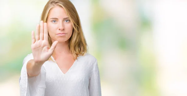 Schöne Junge Elegante Frau Über Isoliertem Hintergrund Die Aufhört Mit — Stockfoto