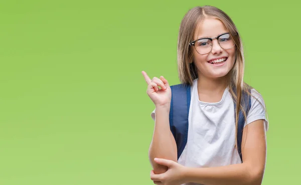 Junge Schöne Intelligente Studentin Mit Rucksack Über Isoliertem Hintergrund Mit — Stockfoto