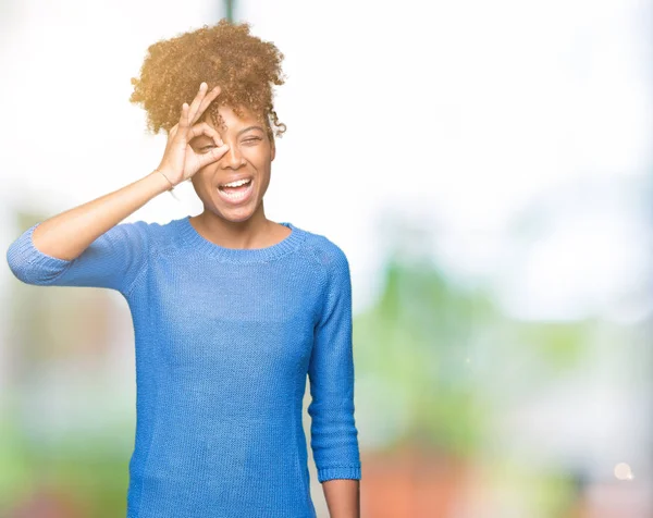 Bella Giovane Donna Afro Americana Sfondo Isolato Facendo Gesto Con — Foto Stock