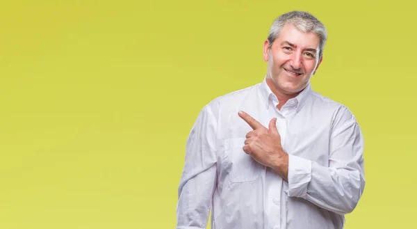 Hombre Mayor Guapo Sobre Fondo Aislado Alegre Con Una Sonrisa —  Fotos de Stock