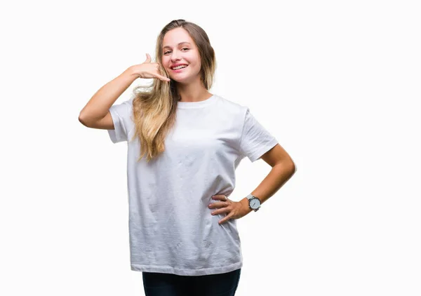 Giovane Bella Donna Bionda Indossa Casual Shirt Bianca Sfondo Isolato — Foto Stock