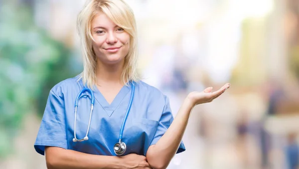 Young Beautiful Blonde Doctor Woman Wearing Medical Uniform Isolated Background — Stock Photo, Image