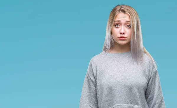 Junge Blonde Frau Mit Isoliertem Hintergrund Deprimiert Und Besorgt Über — Stockfoto