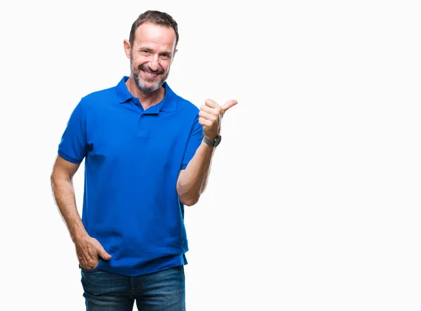 Middle Age Hoary Senior Man Isolated Background Smiling Happy Face — Stock Photo, Image