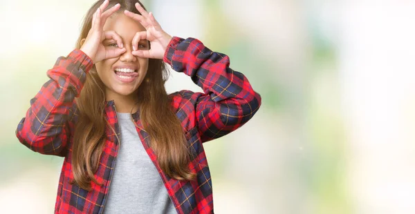 Young Beautiful Brunette Woman Wearing Jacket Isolated Background Doing Gesture — Stock Photo, Image