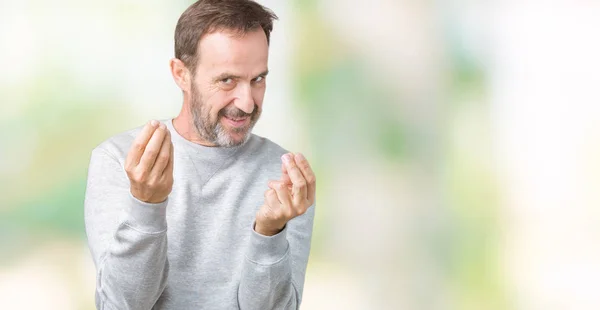 Hombre Mayor Mediana Edad Guapo Usando Una Sudadera Sobre Fondo — Foto de Stock