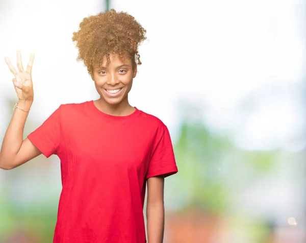 Mooie Jonge Afro Amerikaanse Vrouw Geïsoleerde Achtergrond Weergeven Met Vingers — Stockfoto