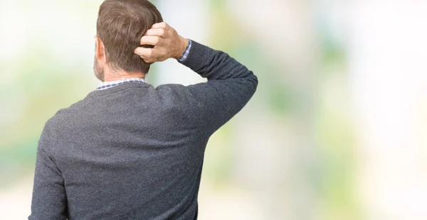 Schöner Älterer Mann Mittleren Alters Der Einen Pullover Über Isoliertem — Stockfoto