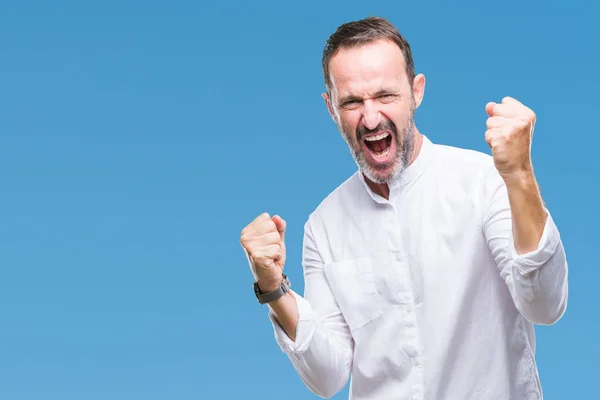 Edad Media Hoary Hombre Mayor Sobre Fondo Aislado Muy Feliz — Foto de Stock