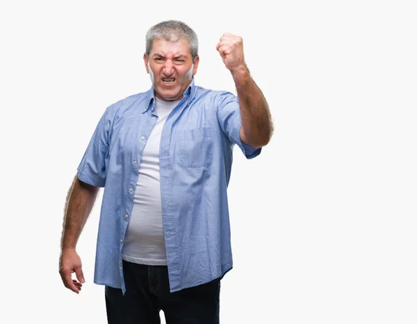 Gutaussehender Älterer Mann Mit Isoliertem Hintergrund Der Wütend Und Wütend — Stockfoto