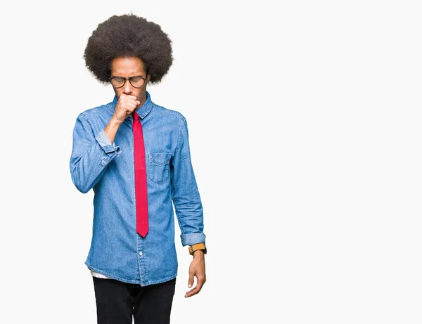 Jovem Homem Negócios Afro Americano Com Cabelo Afro Vestindo Óculos — Fotografia de Stock