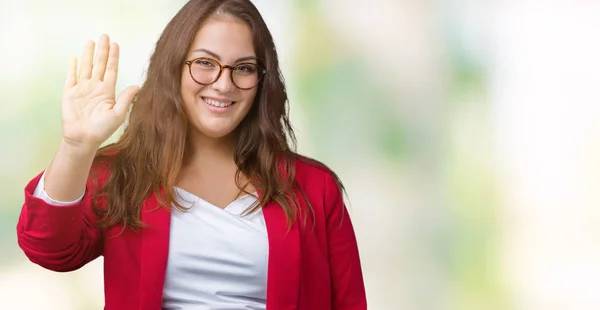 Mooie Grootte Jonge Zakenvrouw Dragen Van Elegante Jas Bril Geïsoleerde — Stockfoto