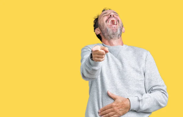 Bonito Homem Meia Idade Sênior Vestindo Uma Camisola Sobre Fundo — Fotografia de Stock