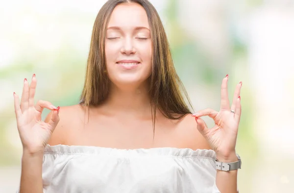 Jonge Kaukasische Mooie Vrouw Geïsoleerde Achtergrond Ontspannen Lachend Met Ogen — Stockfoto