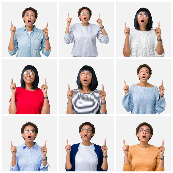 Jonge African American Vrouw Met Afro Haar Geïsoleerde Achtergrond Verbaasd — Stockfoto