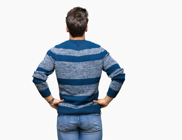 Young Handsome Man Isolated Background Standing Backwards Looking Away Arms — Stock Photo, Image