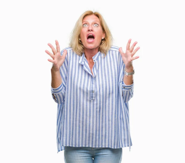 Middle Age Blonde Business Woman Isolated Background Crazy Mad Shouting — Stock Photo, Image