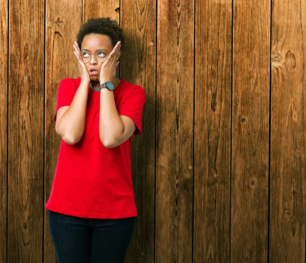 Beautiful Young African American Woman Wearing Glasses Isolated Background Tired — Stock Photo, Image
