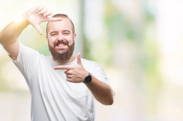 Young Caucasian Hipster Man Wearing Casual Shirt Isolated Background Smiling — Stock Photo, Image