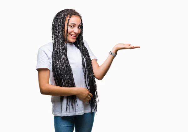 Young Braided Hair African American Girl Isolated Background Smiling Cheerful — Stock Photo, Image