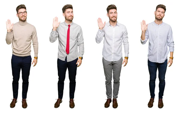Collage Eines Gut Aussehenden Jungen Geschäftsmannes Über Weißem Isoliertem Hintergrund — Stockfoto