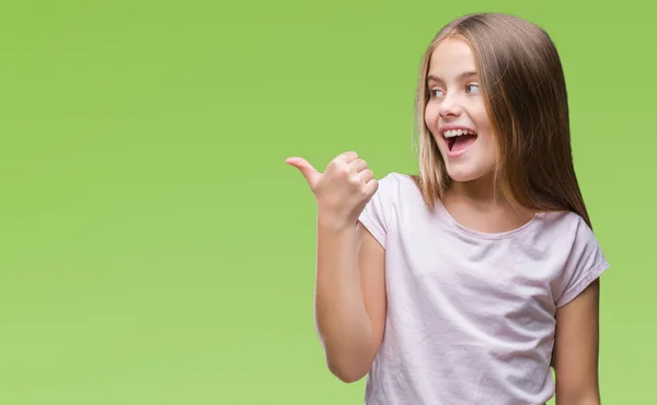 Joven Hermosa Chica Sobre Fondo Aislado Sonriendo Con Cara Feliz — Foto de Stock