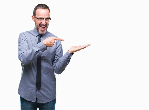 Hombre Negocios Senior Mediana Edad Con Gafas Sobre Fondo Aislado —  Fotos de Stock